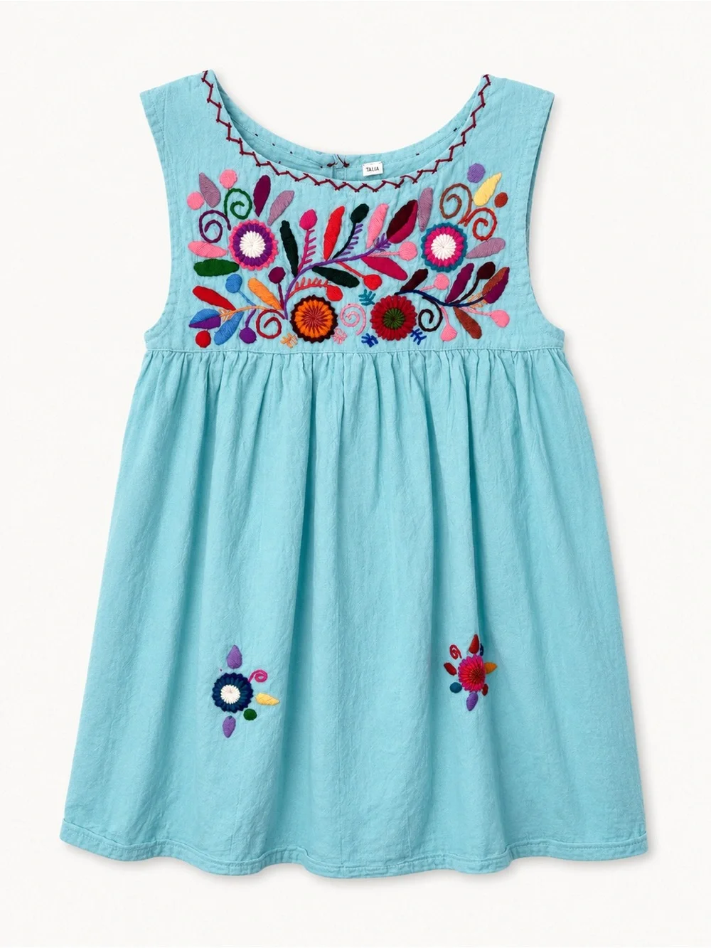 Mexican Embroidered Light Blue Girls' Sundress